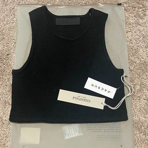 Fear of God Essentials Women's Jet Black tank and biker short set